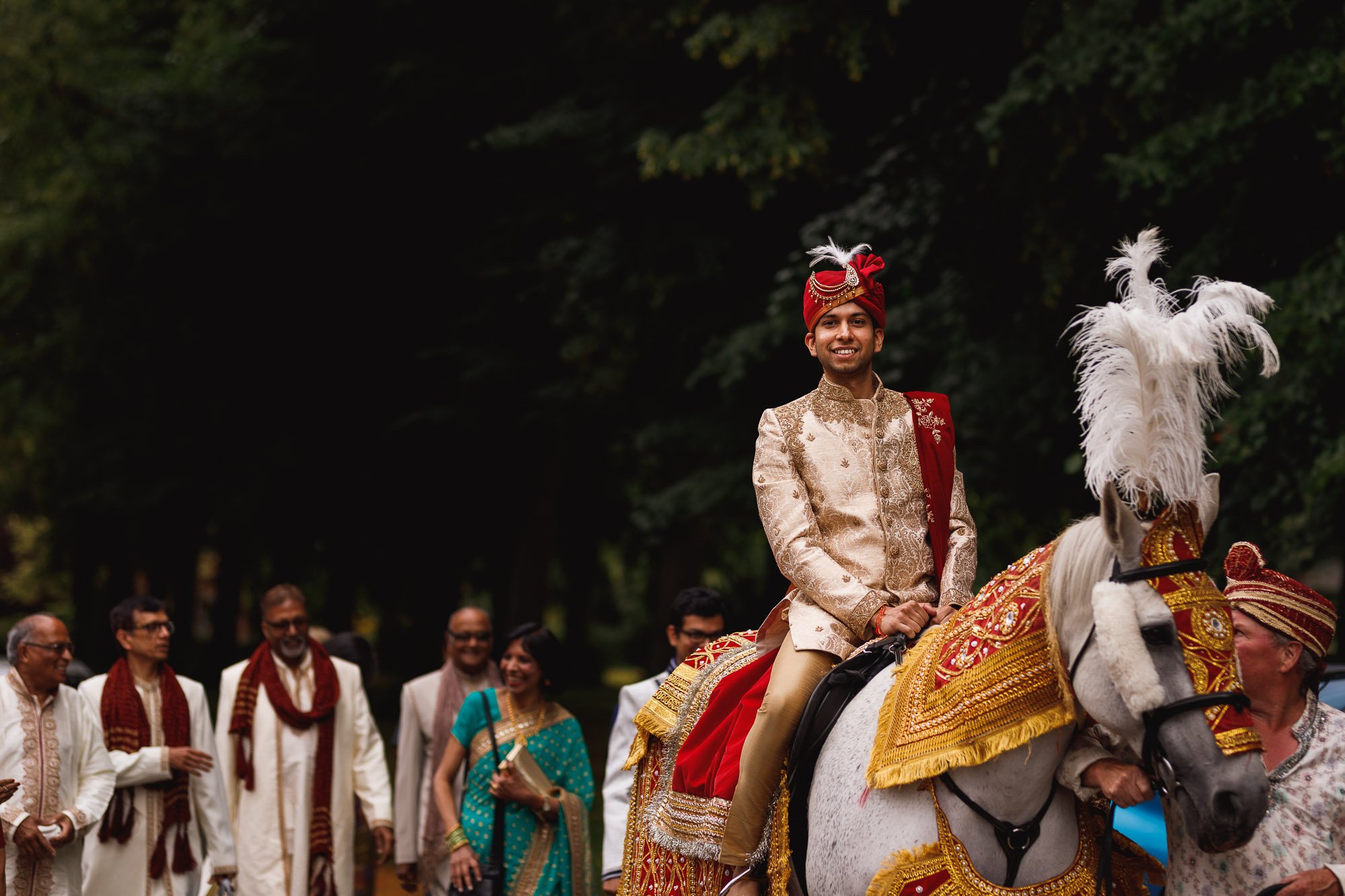Dunchurch Park Hotel, Asian wedding photographer Midlands, groom arrival on horse