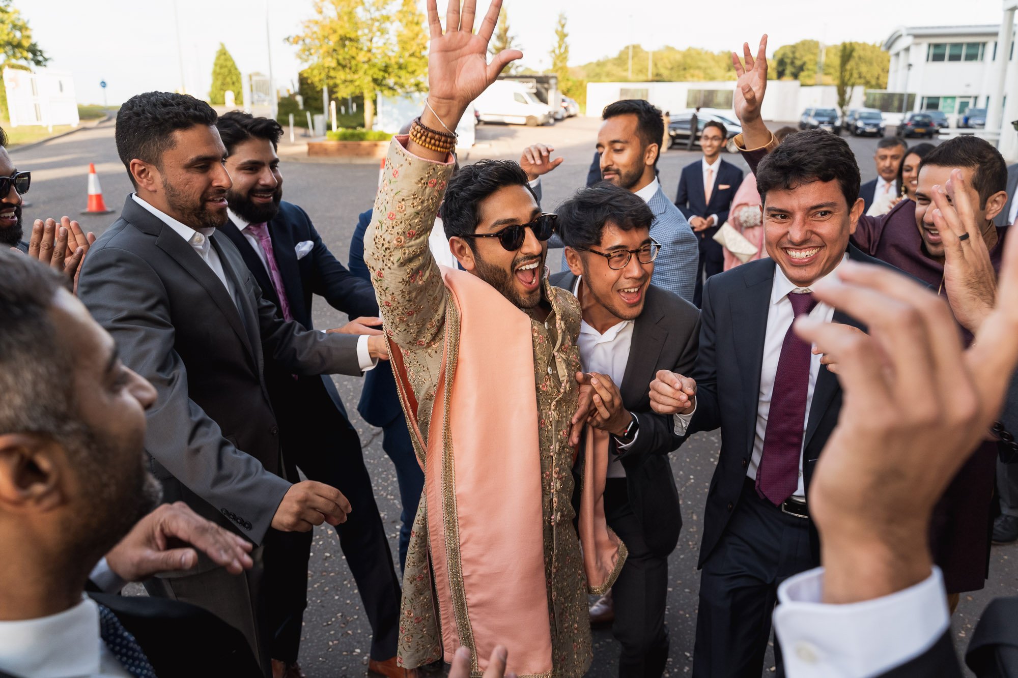 Epsom Racecourse, Surrey, Asian wedding photographer, grooms arrival