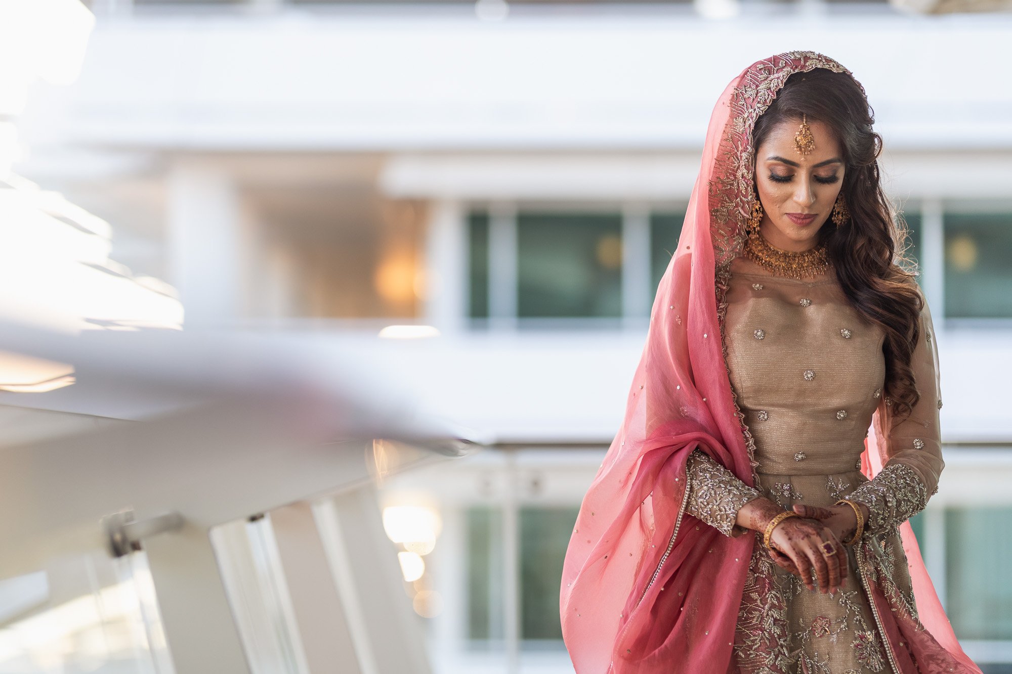 Epsom Racecourse, Surrey, Asian wedding photographer, brides portrait