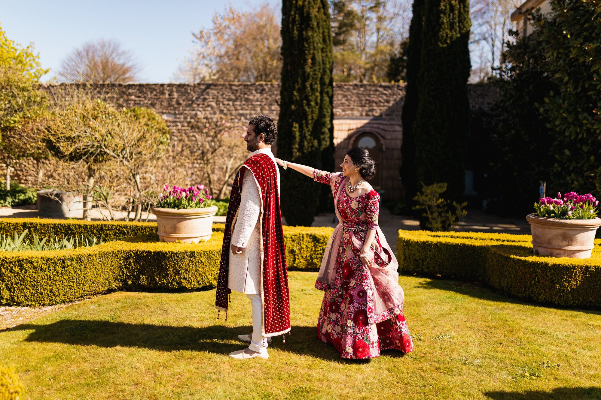 Indian wedding, first look, Euridge Manor, Cotswolds, Asian wedding photographer