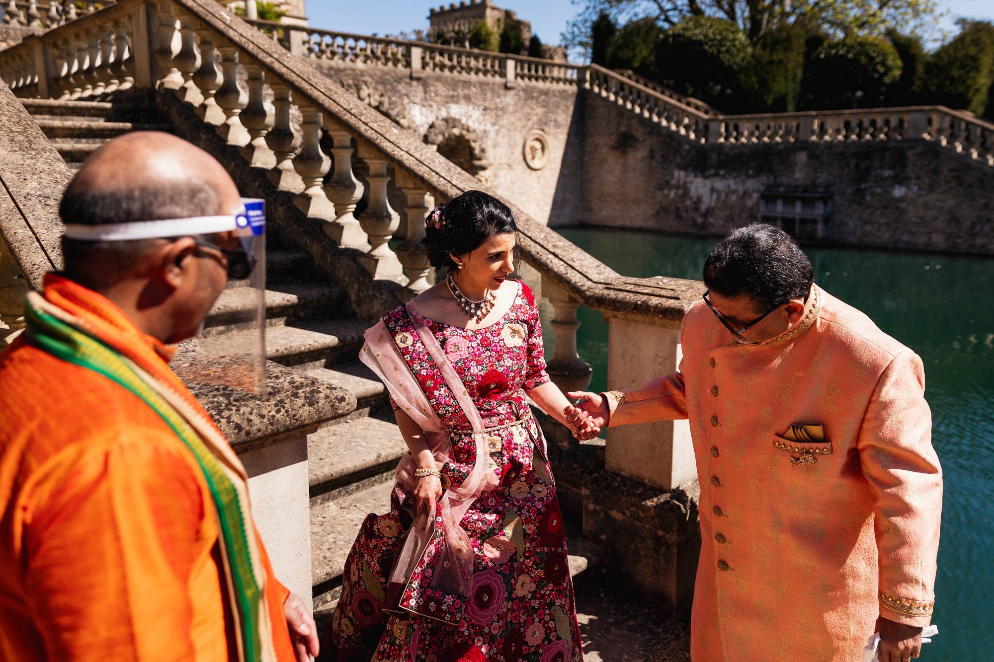 Indian wedding, bride arrival, Euridge Manor, Cotswolds, Asian wedding photographer