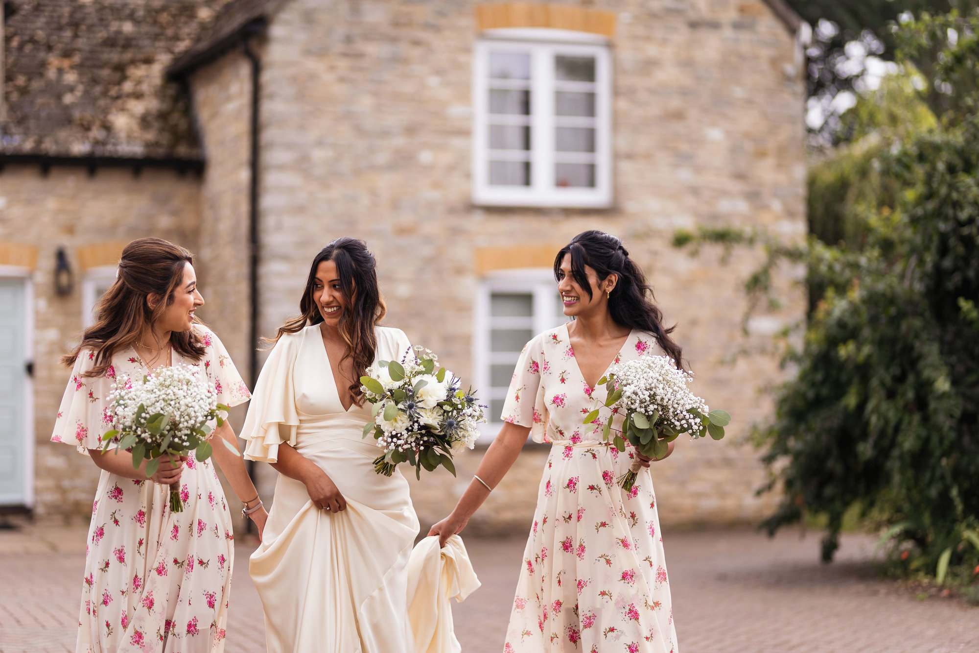 Civil Ceremony, Worton Hall, Oxford, bride and bridesmaids