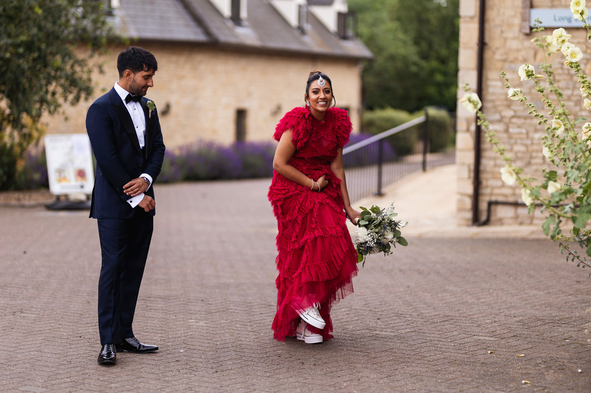 Civil Ceremony, Worton Hall, Oxford, bride and groom, sneakers