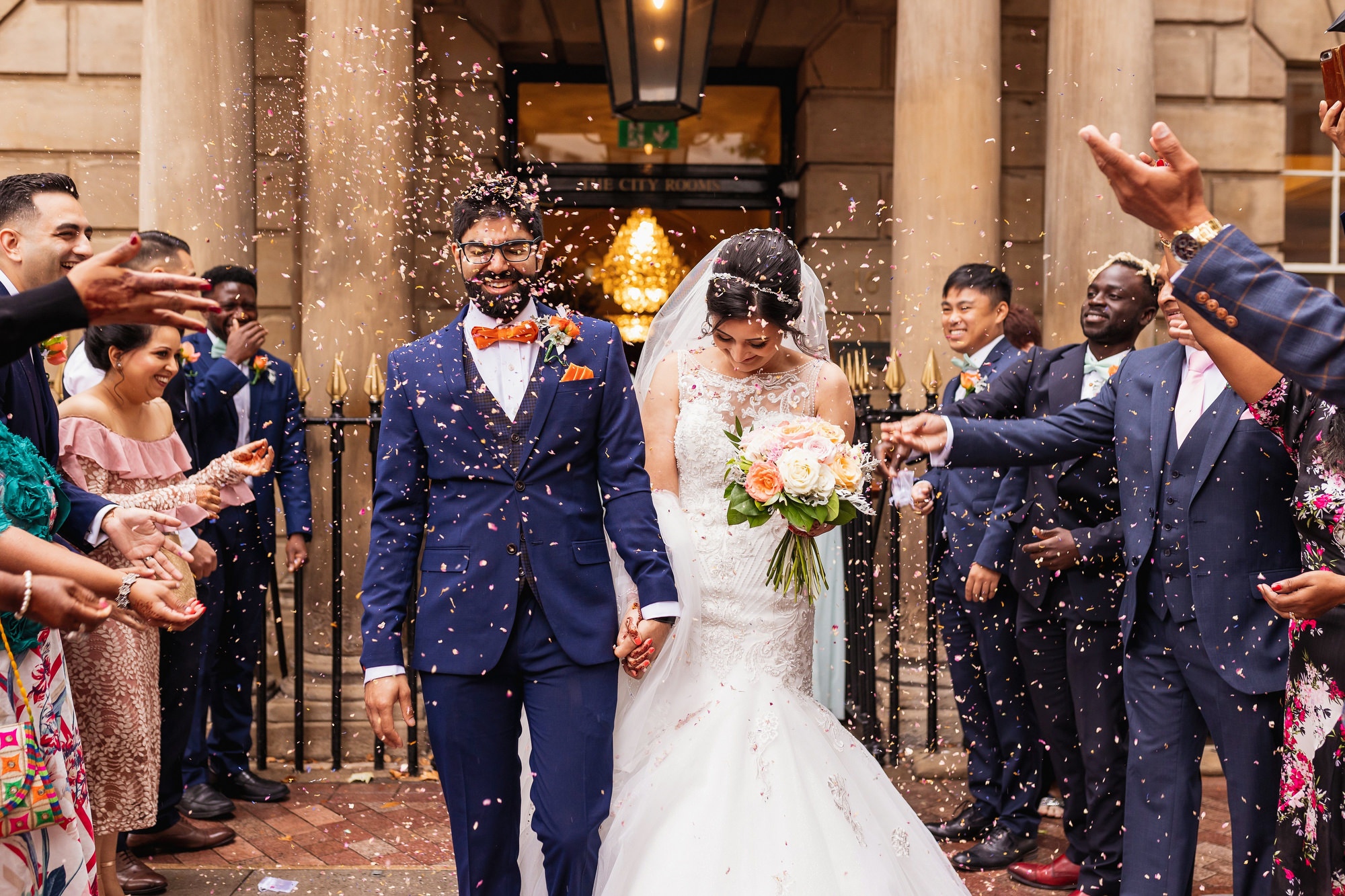 The City Rooms, Leicester, Documentary Wedding Photographer, confetti