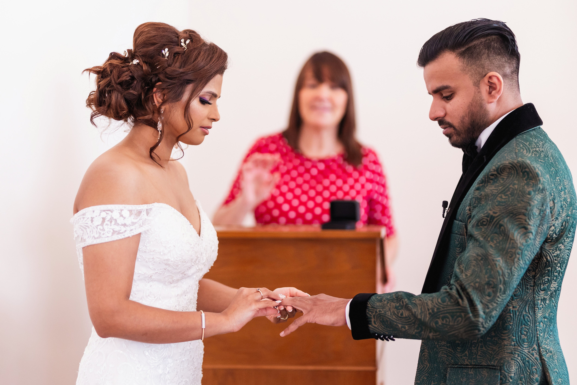 Woolwich Town Hall, Civil Ceremony, Natural Wedding Photographer, exchange of rings