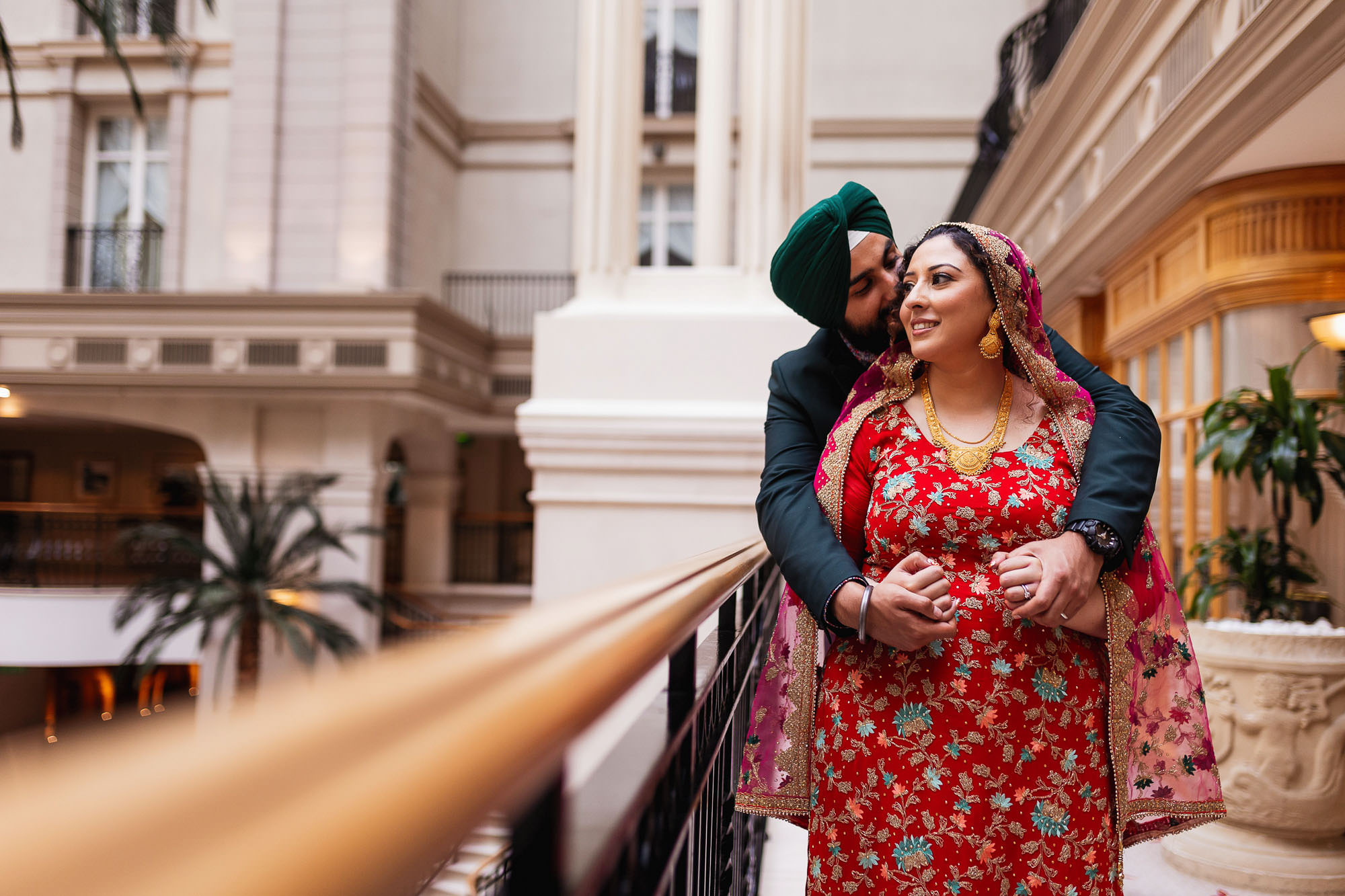 Sikh Wedding Photography, The Landmark London, Wedding Reception, Couples portraits