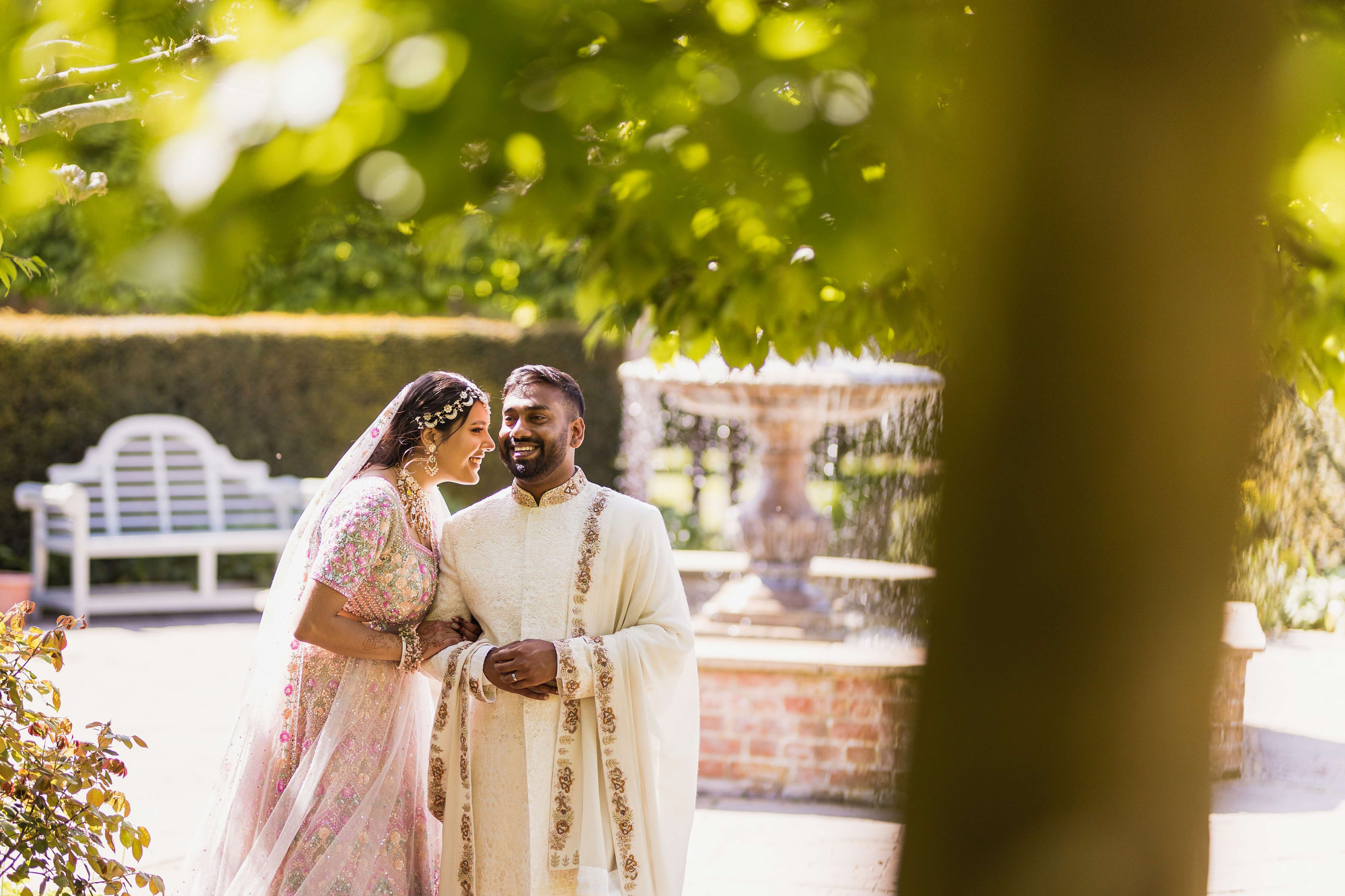 Asian Wedding Photographer in Essex, Braxted Park, couples portrait