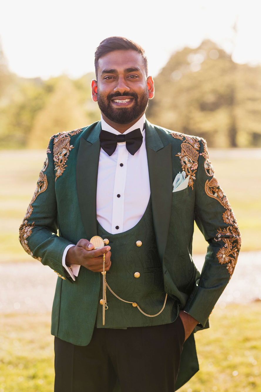 Asian Wedding Photographer in Essex, Braxted Park, Grooms portrait