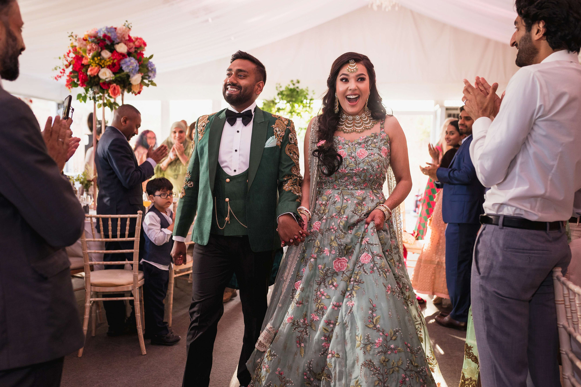 Asian Wedding Photographer in Essex, Braxted Park, Couples entrance