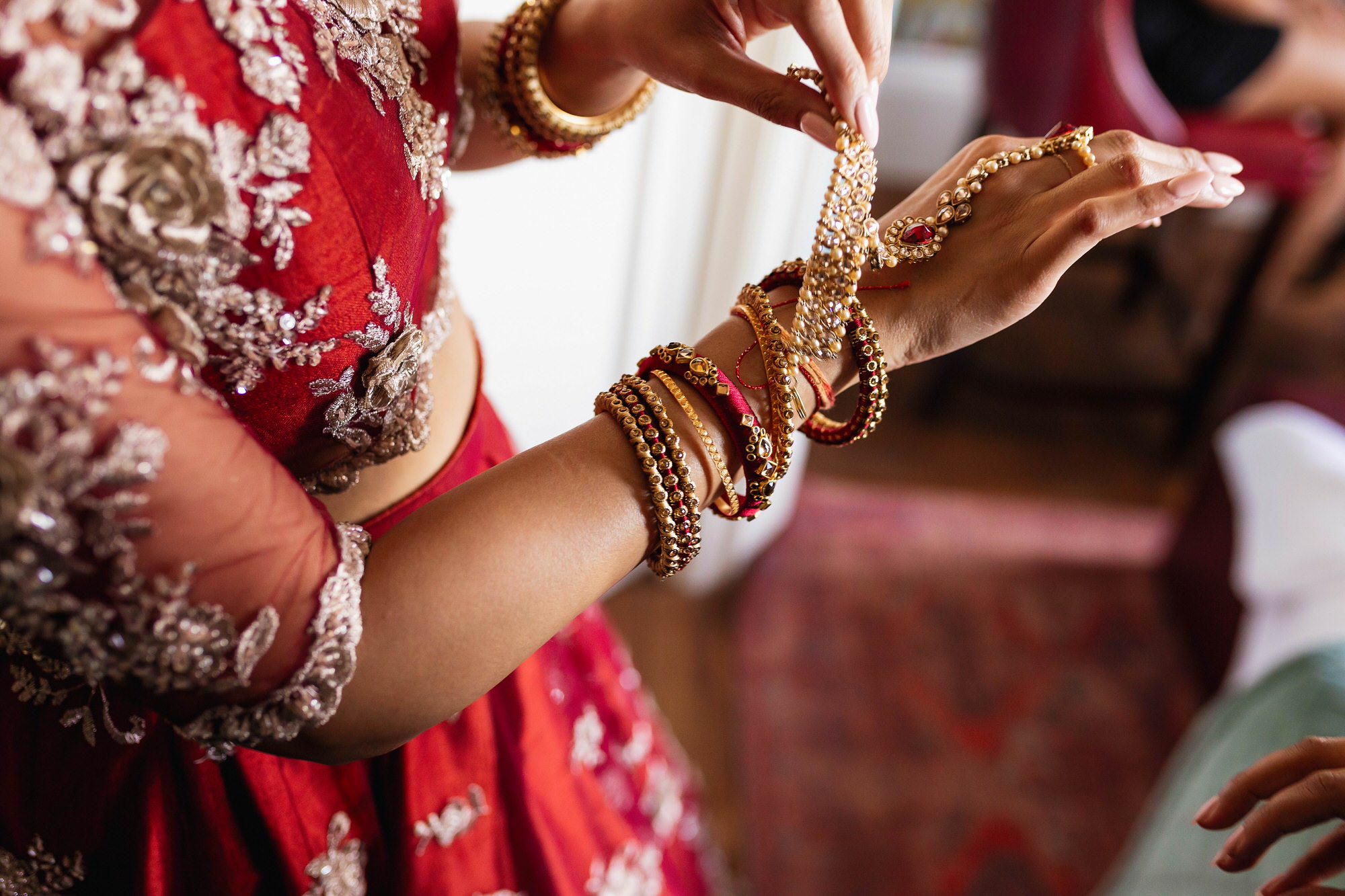 Hindu Wedding & Reception, Hampton Court House, bride getting ready