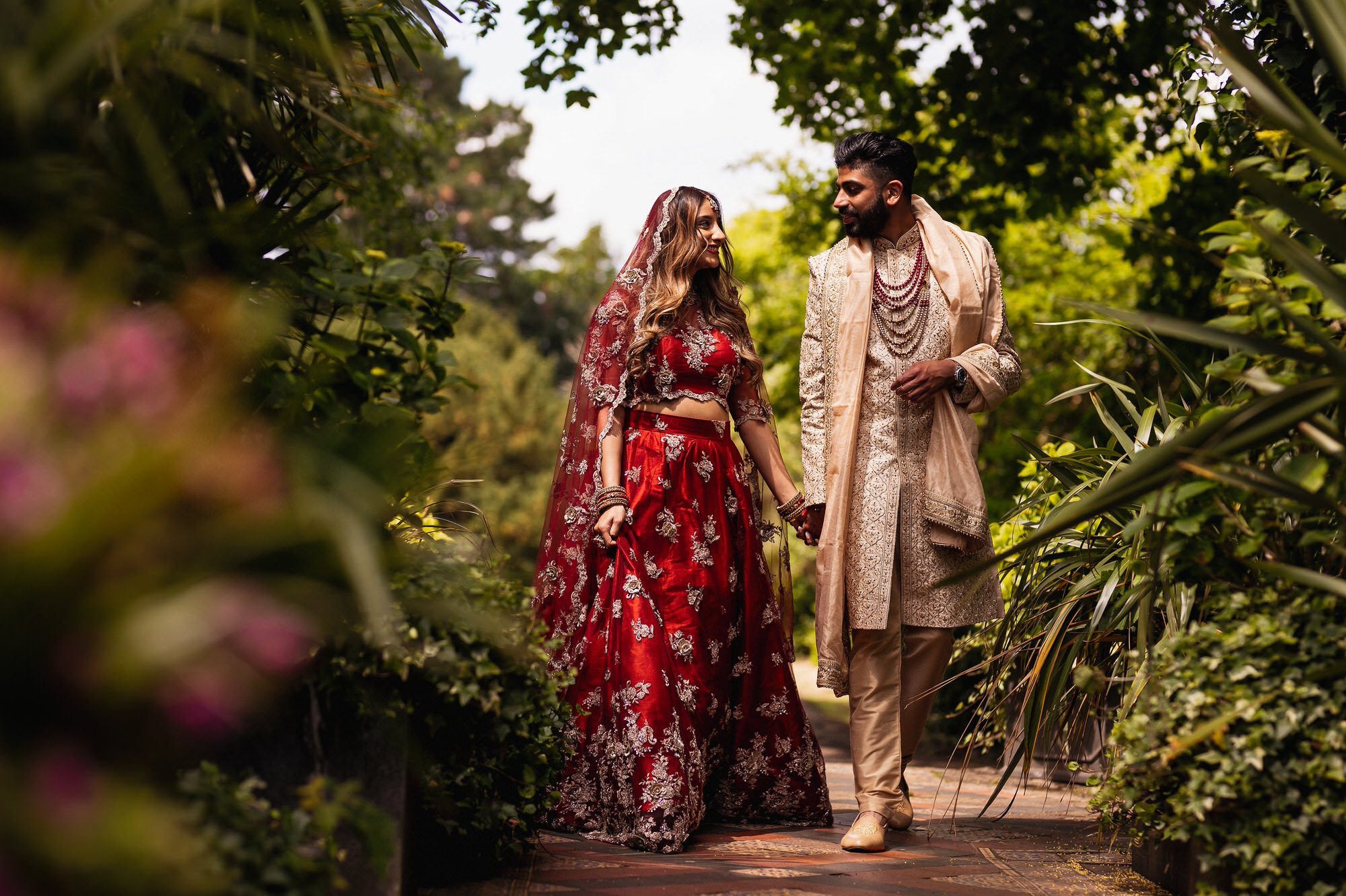 Hindu Wedding & Reception, Hampton Court House, couples portraits