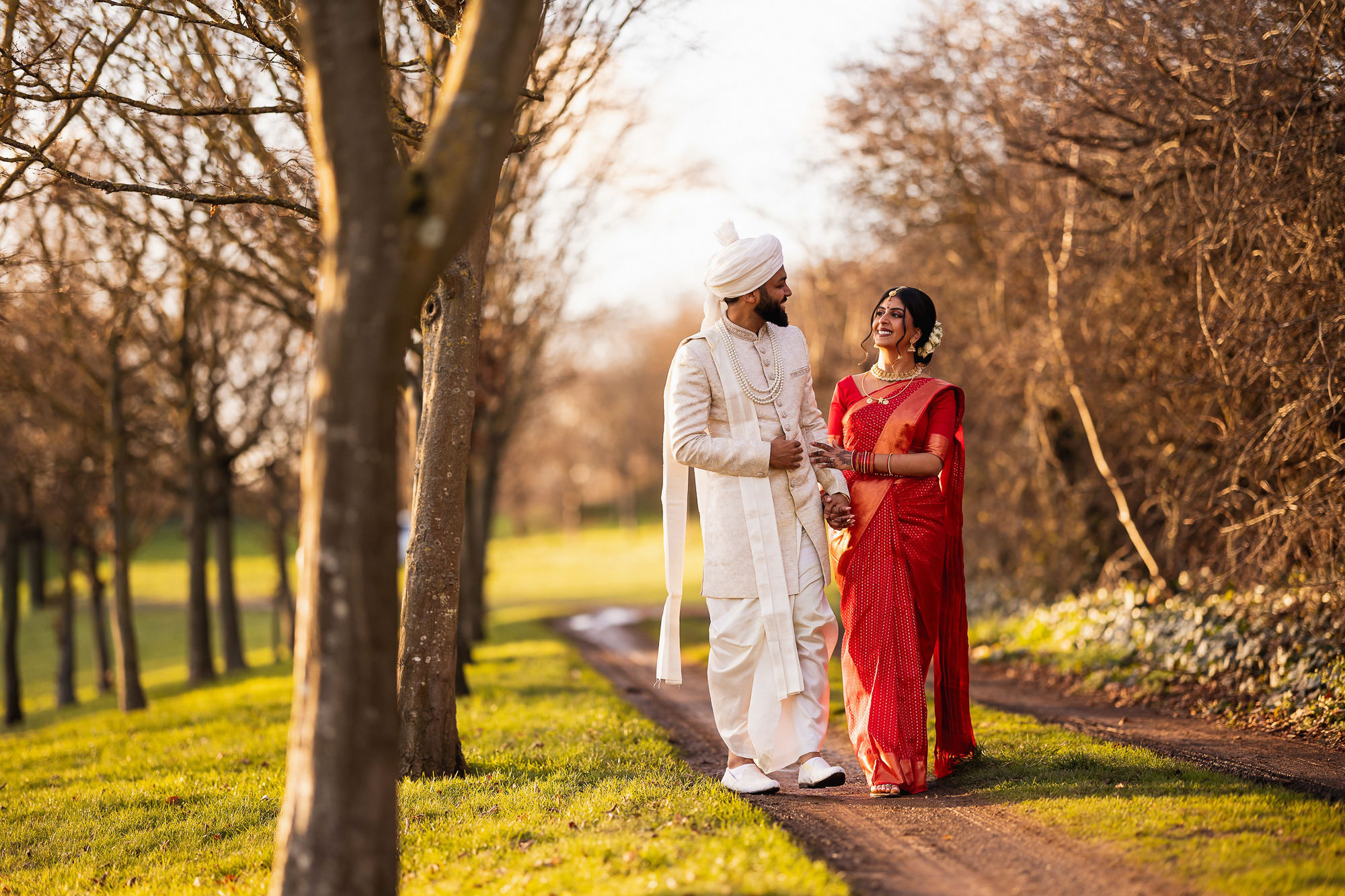 Tamil Wedding, Tamil Wedding Photographer, Stockley Park, Stockley Marquee, Couples portraits, golden hour
